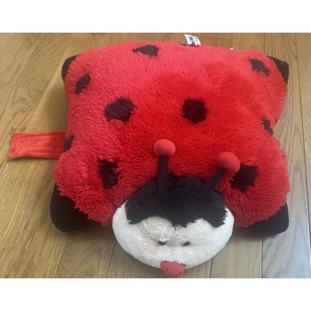 2010 Retired Pillow Pet Red Black Ladybug Folding Stuffed Plush Animal Large 18"